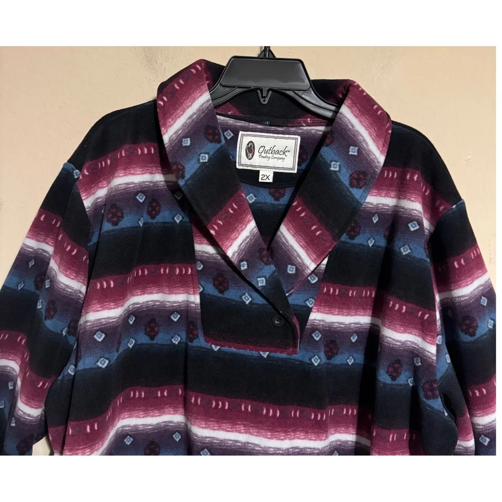 Outback Trading Company Tory Pullover Fleece Jacket Women 2X WisteriaWestern NEW